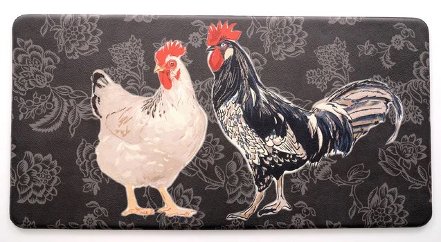 Cathie Black Rooster Kitchen Mat