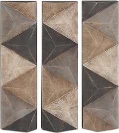 Brown Wood Handmade 3D Geometric Wall Decor 11"W, 36"H