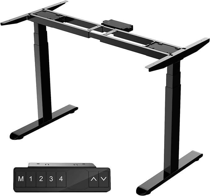 AIMEZO Electric Stand Up Desk Frame Dual Motor 50.8" H Height Adjustable Standing Desk Base Gaming Desk Home Office DIY Ergonomic Workstation / 4 Memory Keypad(Black)