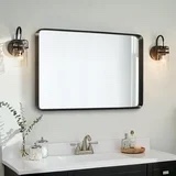 Neutypechic Bathroom Mirror Metal Framed Mirror Rectangle Wall Mounted Vanity Mirror,26"x 38" Black