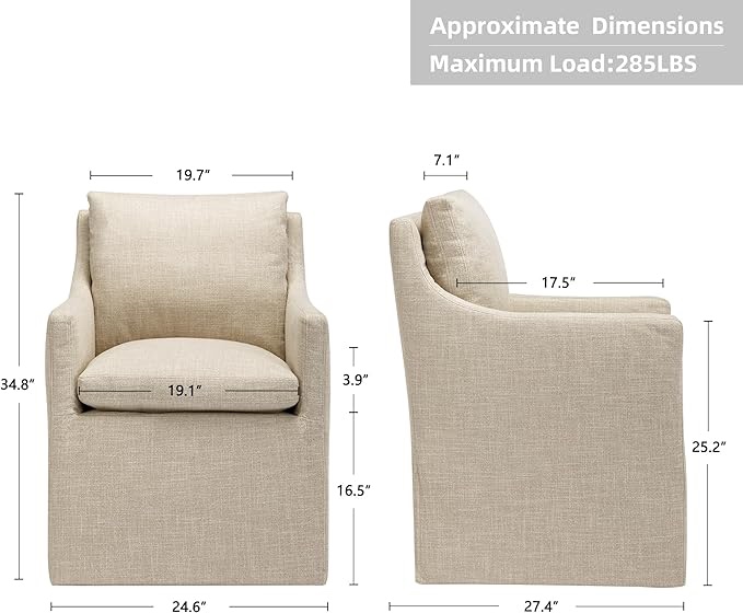Duhome Upholstered Dining Chair,Linen Accent Chair for Living Room,Single Sofa Chair with 4 Casters,Upholstered Arm Chair for Bedroom Reading Room Waiting Room Kitchen Dining Room