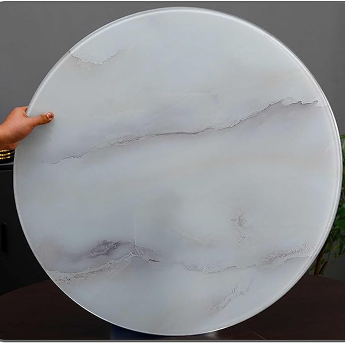 Round Tempered Glass Table Top 7mm Thick Glass Top Dining Table Multipurpose for Indoor/Outdoor Home Office Glass Countertop, Marble Design
