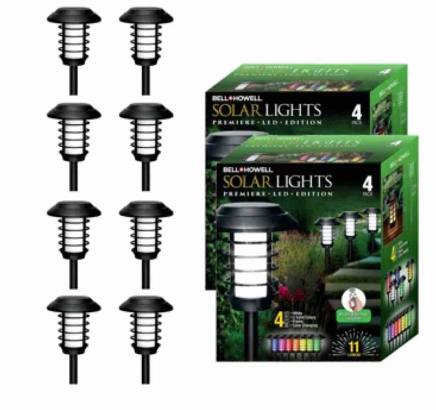 Bell+Howell Color Changing Solar Powered Pathway Lights With Remote Control, Wireless Auto On/off