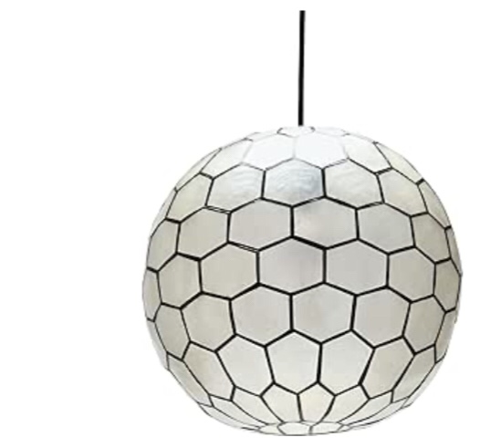 Creative Co-Op EC0908 Capiz Honeycomb Ceiling Light Pendant, Black