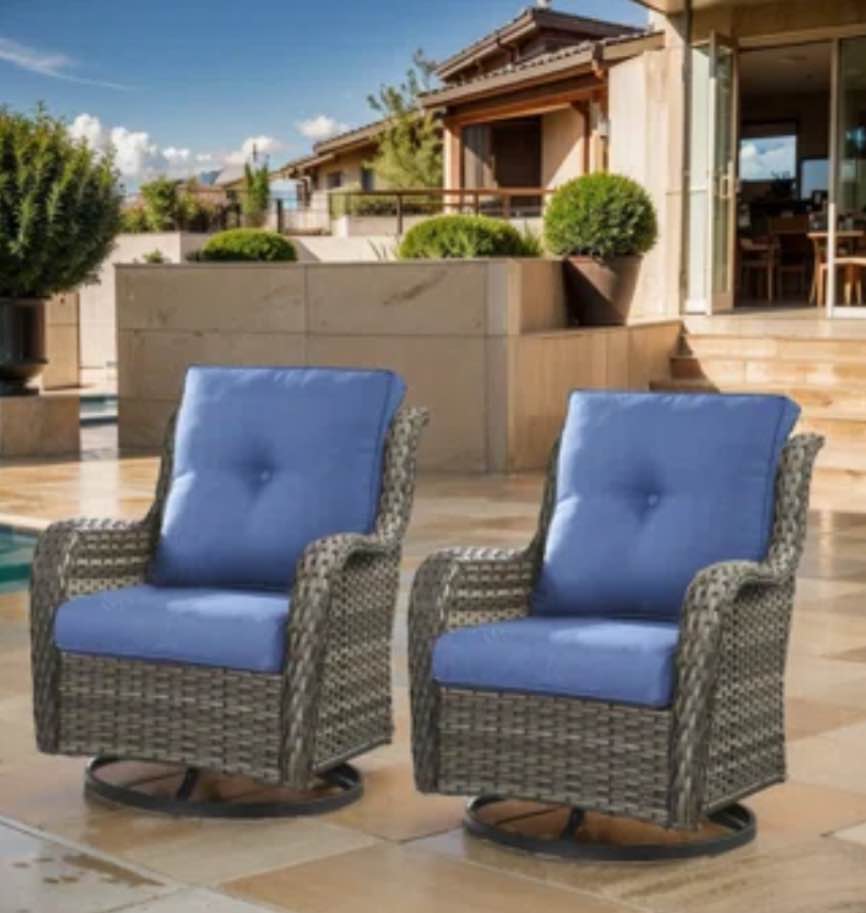 Swivel Wicker Rattan Outdoor Rocking Chairs