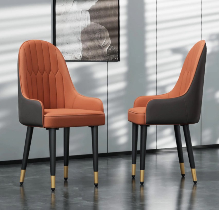 Jentree Leather Solid Back Dining Chairs