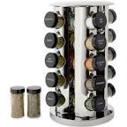 Kamenstein Revolving 20-Jar Countertop Rack Tower Organizer, Polished Stainless Steel with Black Caps