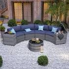 Half-Moon Patio Furniture Sets With Storage Table(incomplete missing pieces)