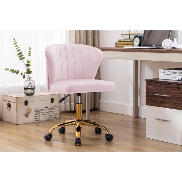 EFC099A Porthos Home Rye Velvet Office Chair with Gold Chrome Legs