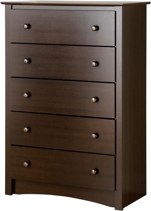 FG-BO-PU-4-1024-WAY Prepac Fremont Superior 5-Drawer Chest for Bedroom - Spacious and Stylish Chest of Drawers, Measuring 16"D x 31.5"W x 45.25"H, In Espresso Finish