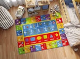 Kev & Cooper Playtime Collection ABC, Numbers and Shapes Educational Area Rug - 5'0" x 6'6"