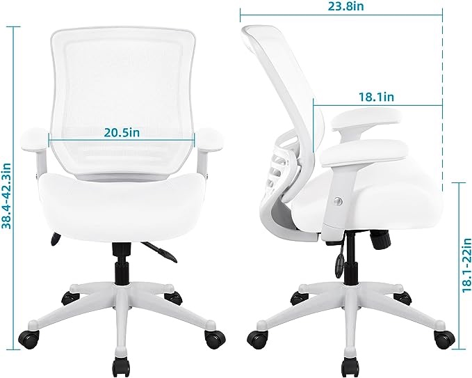 Mimoglad Office Chair, High Back Ergonomic Desk Chair with Adjustable Lumbar Support and Headrest, Swivel Task Chair with flip-up Armrests for Guitar Playing, 5 Years Warranty