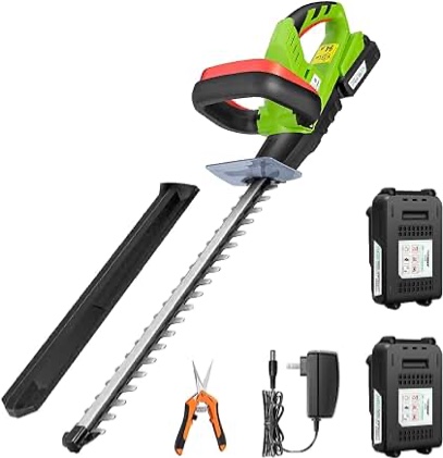 VIVOSUN 20" Cordless Hedge Trimmer, 20V Electric Bush Trimmer, 1400 RPM Shrub Trimmer, Dual-Action Laser Blade, 3/5" Cutting Capacity, Lightweight & Compact Trimmer, Battery and Fast Charger Included