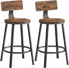 VASAGLE Bar Stools Set of 2, Counter Stools, Bar Chairs with Backrest, Steel Frame, 24.6-Inch Tall Seat, Industrial, Easy Assembly, Rustic Brown and Black ULBC076B01