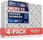 BNX TruFilter 16x20x1 Air Filter MERV 13 (6-Pack) - MADE IN USA - Electrostatic Pleated Air Conditioner HVAC AC Furnace Filters for Allergies, Pollen, Mold, Bacteria, Smoke, Allergen, MPR 1900 FPR 10