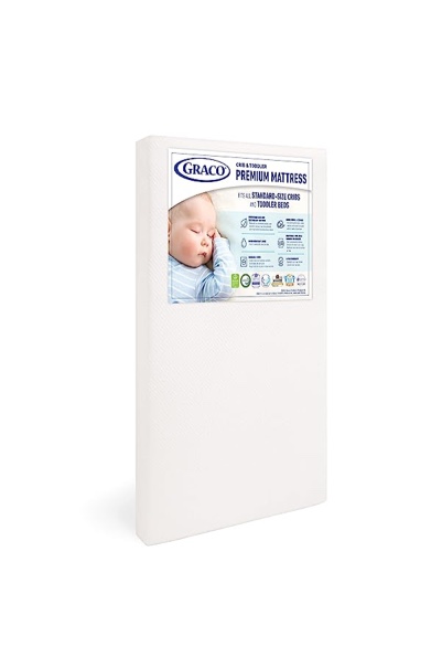Graco Premium Crib & Toddler Mattress (model 06710-406) – GREENGUARD Gold Certified, CertiPUR-US Certified Foam, Machine Washable, Water-Resistant and Removable Cover, Fits Standard Full-Size Crib and Toddler Bed