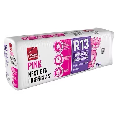 Owens Corning R-13 Wall 106.56-sq ft Unfaced Fiberglass Batt Insulation Individual Pack