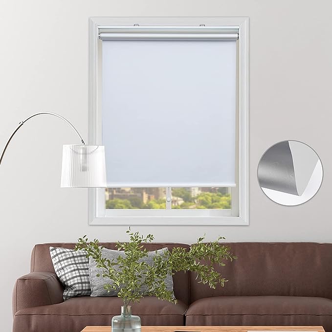 Roller Shade Blackout Shades Window Blinds for Bedroom, Black Out 99% Light & UV, Thermal, Cordless and Easy to Pull Down & Up, White, 35" W x 68" H