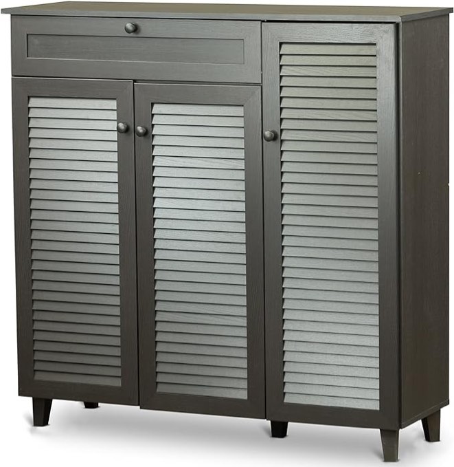 Baxton Studio FP-05LV-Espresso Pocillo Wood Shoe Storage Cabinet - 45.25 x 45.25 x 14.5 in.
