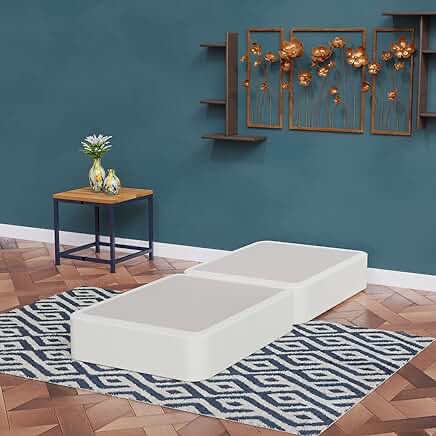 Nutan Wood Split Low Profile Traditional 4-inch Fully Assembled Foundation Set-Strong Structure – Luxurious Durable Bedding Twin Mattress Box Springs – White