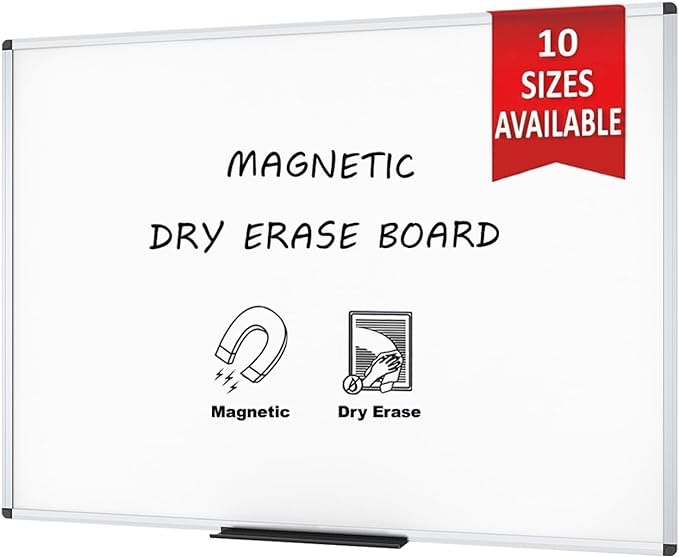 VIZ-PRO Magnetic Dry Erase Board, 6' x 4', Silver Aluminium Frame
