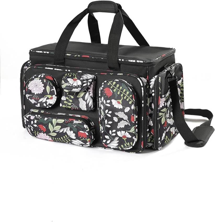 OFOVV Sewing Machine Case, Carrying Case bag with Removable Padding Pad, Fit for Most Standard Sewing Machines, Many Zipper Pockets for Supplies, Durable Nylon, Colorful Design Options 