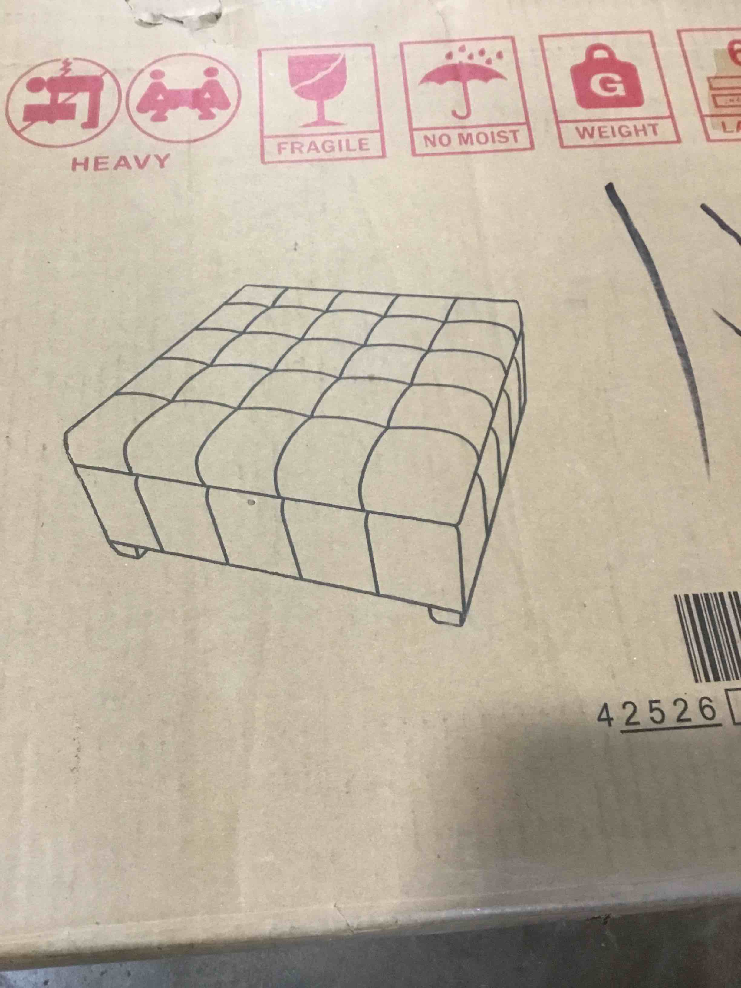 large Leather ottoman, Opens to storage black in squares