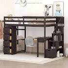 twin bed with stairs and drawers espresso wf297719aap (pictures May vary)