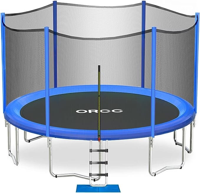 UBGO 16FT Trampoline for Kids, Outdoor Round Trampoline with Safety Fence Net,Round Outdoor Recreational Trampoline with Ladder and 12 Wind Stakes,Kids/Adult Outdoor/Family Fun Trampoline