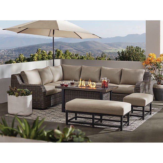 Member's Mark Athena 7-Piece Sectional with Firepit Turkish Color 