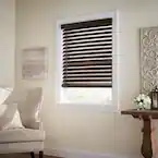 Home Depot.    1006793212         2.5 inch cordless. Faux Wood blind espresso  34  x 64 in.   2 pack