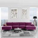 Casa Andrea Milano Modern Large Velvet Fabric U-Shape Sectional Sofa, Double Extra Wide Chaise Lounge Couch, Purple (incomplete, box 1 of 3 only) 