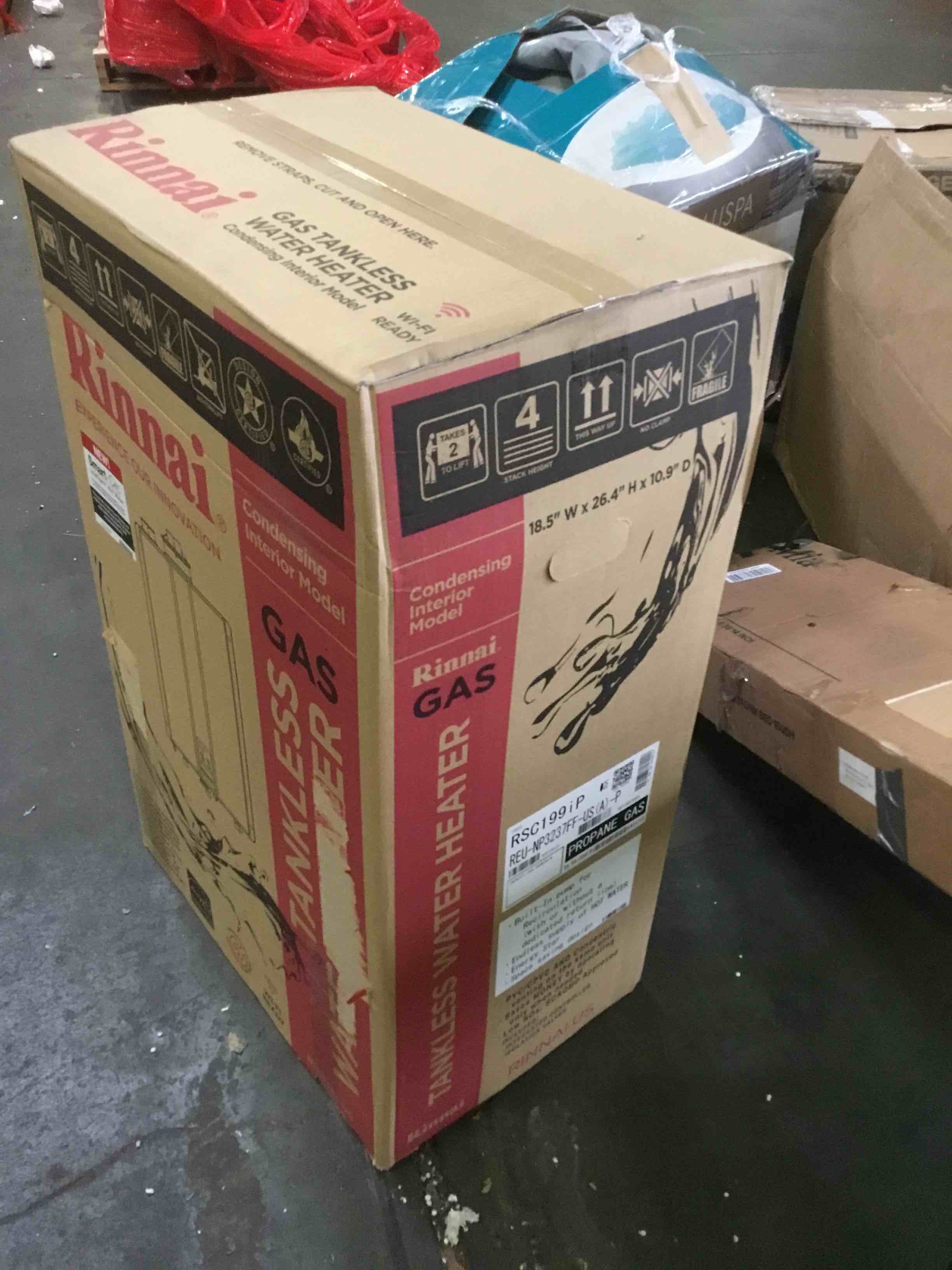 Rinnai RSC199iP Smart-Circ Condensing Gas Tankless Water Heater, Super High  Efficiency Plus Propane Heater, Up to 11 GPM, Indoor Installation, 199,000  BTU