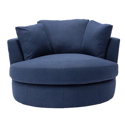 Upholstered Swivel Barrel Chair Set Of 2 In Black 