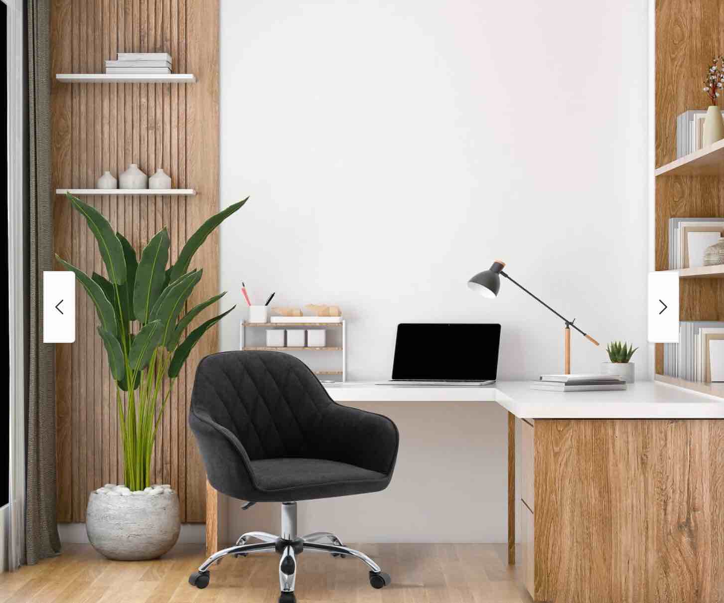 Porthos Home Noa Home Office Desk Chair, Fabric And Roller Wheels