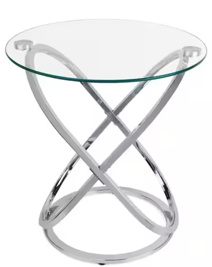 Galaxy Chrome and Tempered Glass Round End Table