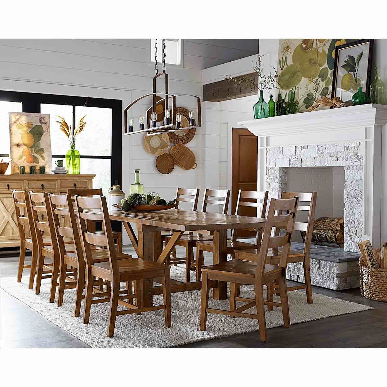 Casual 11-Piece Table and Chair Set with Breadboard Table Leaves(incomplete 8 chairs only)