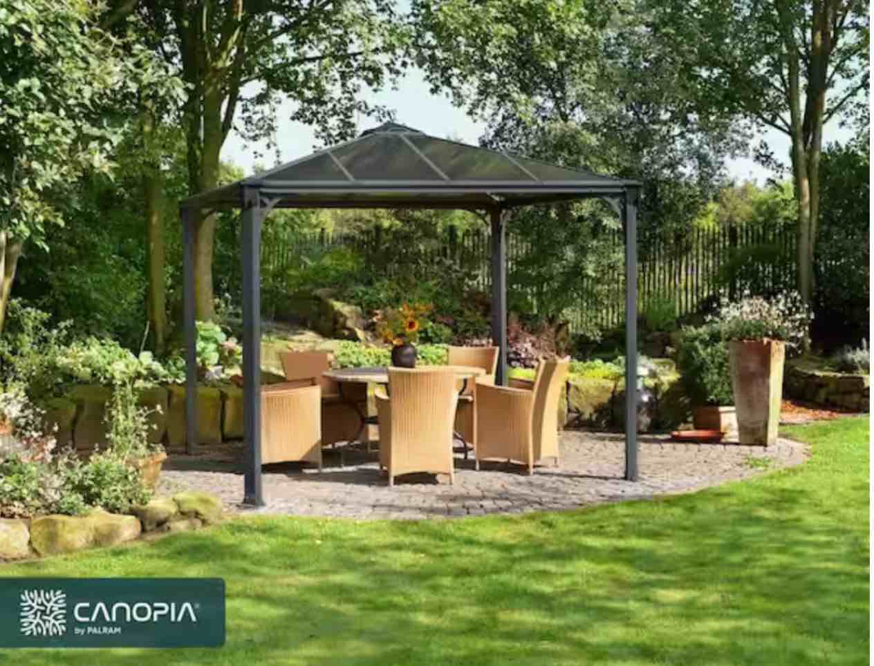 Palermo 10 ft. x 10 ft. Gray/Bronze Outdoor Gazebo(incomplete box 1/2)