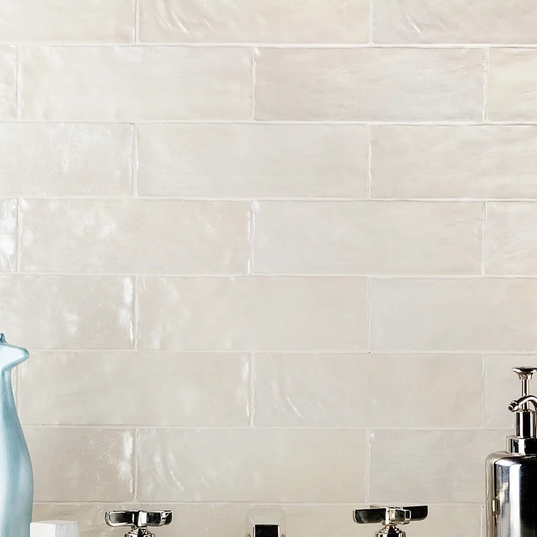 Cream Amagansett 2" x 8" Ceramic Satin Subway Wall Tile (20 tiles total)