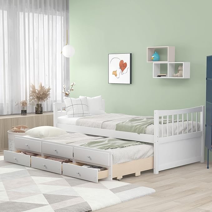 Daybed with Trundle ,Sofa Bed with Pull-Out Twin Size Trundle and Storage Drawers (Incomplete, Box 1/2 Only)