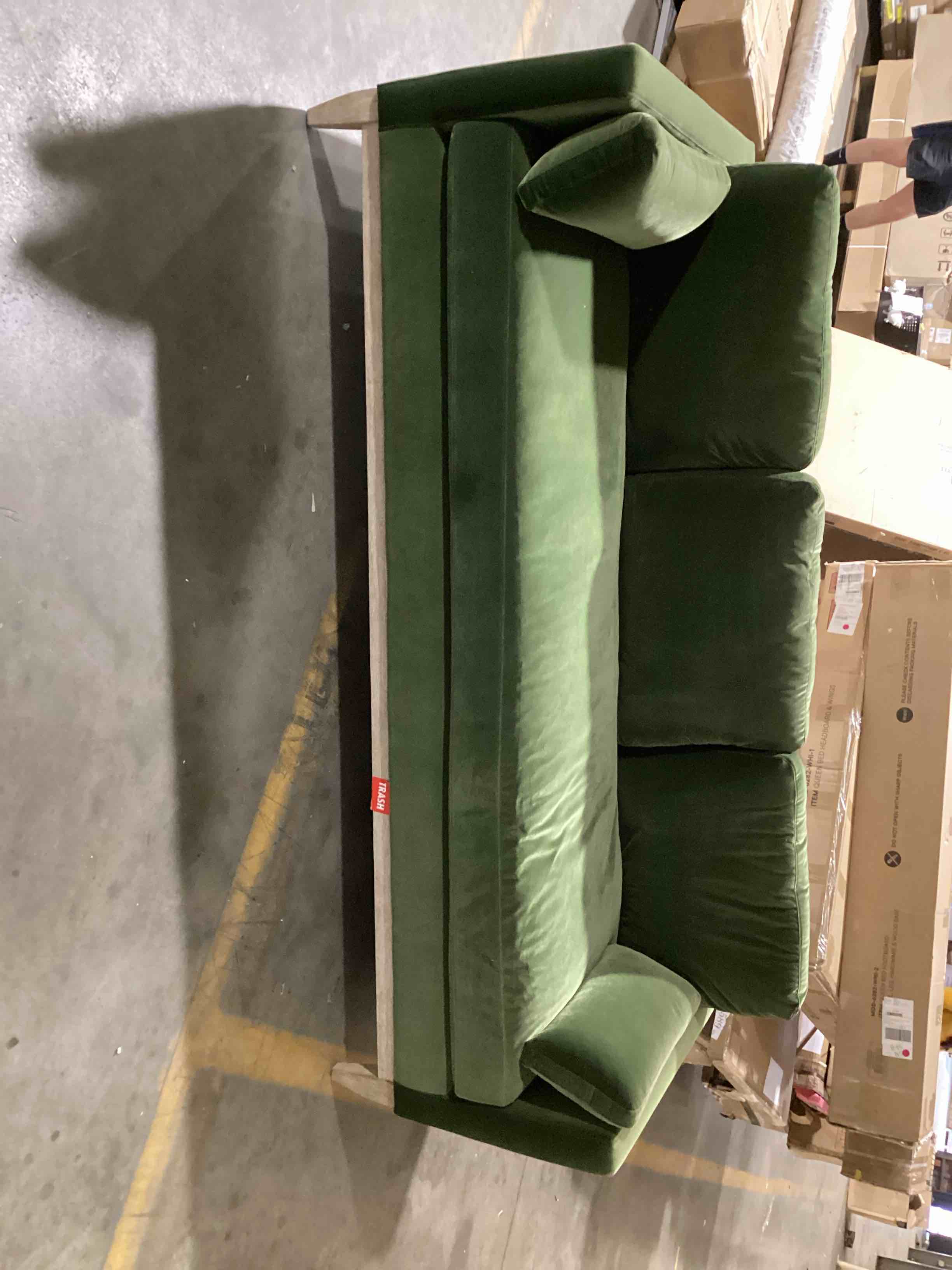 green velvet sofa