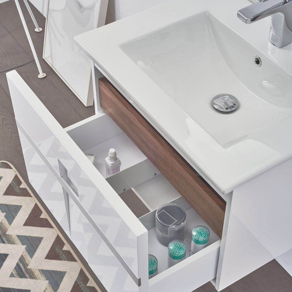 Modern Single Bathroom Vanity Sink  Glossy White