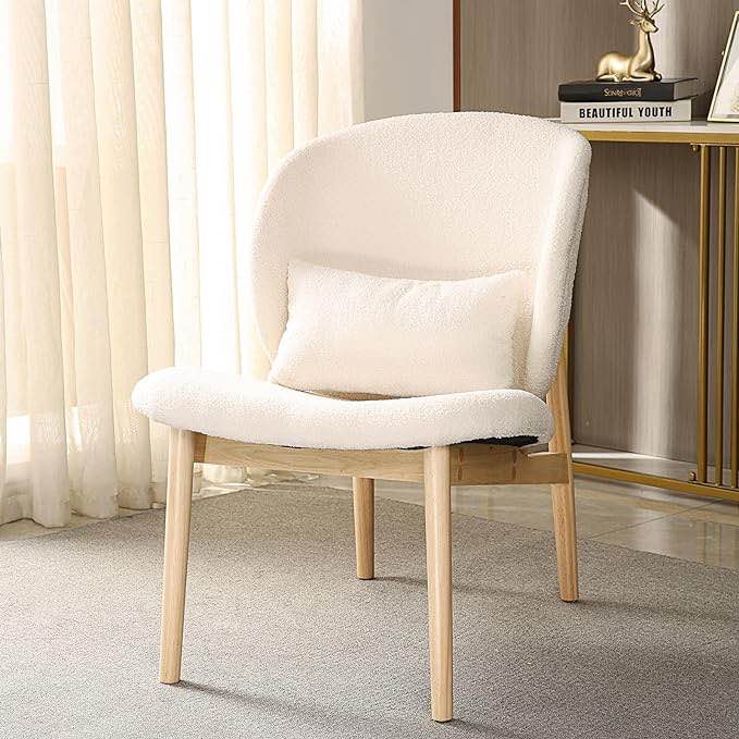 BXCSMFA Accent Chair with Lumbar Pillow,Living Room Chair,Arm Chair, Upholstered Mid Century Modern Chair for Living Room,Lounge Chair Living Room White 