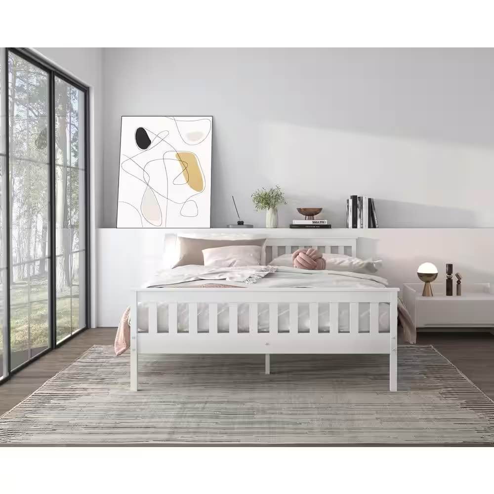 White Wood Frame Shaker Full Platform Bed (Only Box 2, incomplete) 