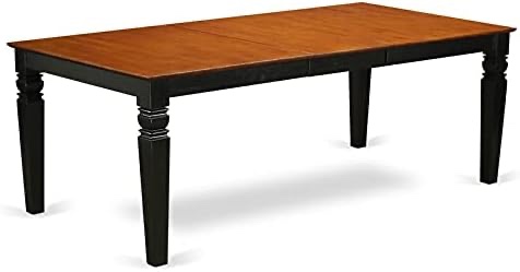 East West Furniture LGT-BCH-T Logan Dining Table - Cherry Table Top Surface and Black Finish stylish 4 Legs Solid wood Rectangle Dining Table