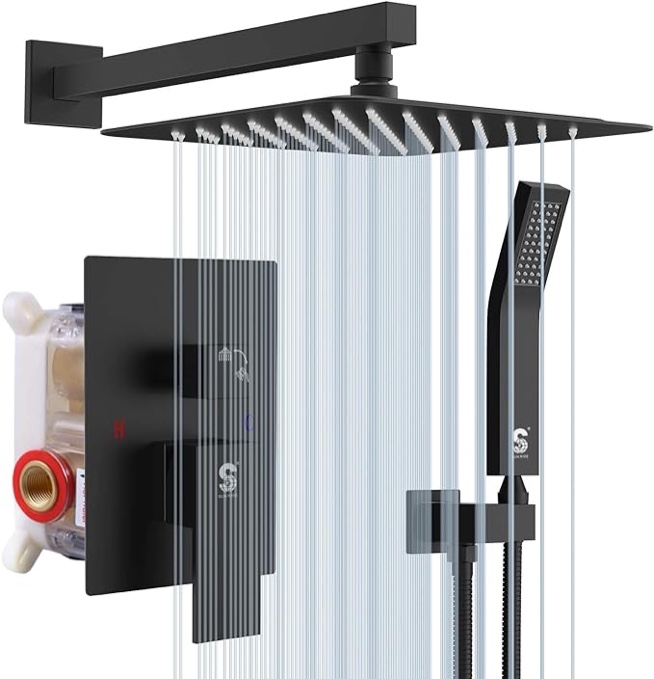SR SUN RISE 12 Inches Matte Black Shower System 