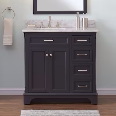 allen + roth Roveland 36-in Dark Gray Undermount Single Sink Bathroom Vanity 