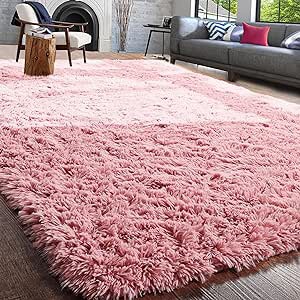 PAGISOFE 4x6 Pink Fluffy Soft Plush Area Rugs for Girls Bedroom, Shaggy Rugs for Kids Playroom,Kawaii Princess Fuzzy Rugs for Nursery Baby Toddler,Cute Colorful Room Decor for Teenage