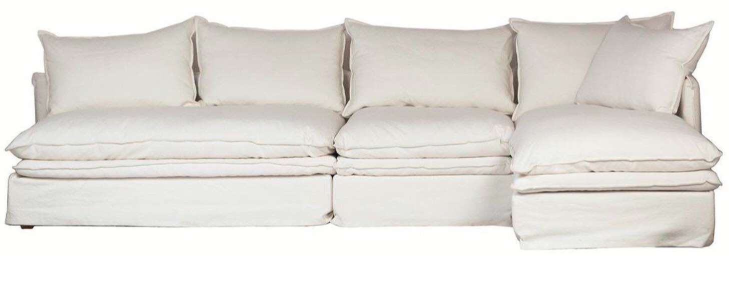 Dovetail Furniture Avesta L-Shape Sofa with Right Arm Chaise w/ Perf Fabric in Natural White DOV4525 (Incomplete, Box 2/3 Only)