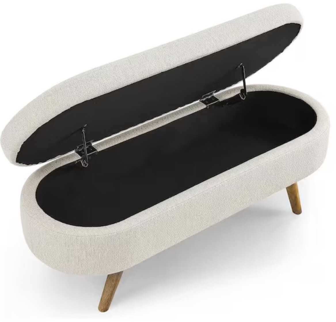 Ottoman Beige Oval Storage Bench(16 in. H x 43.5 in. W x 16 in. D)